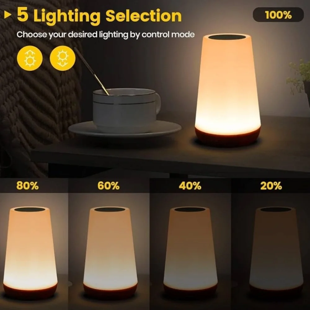 New LED Night Light, Bedside Table Lamp Color Changing Remote Control USB